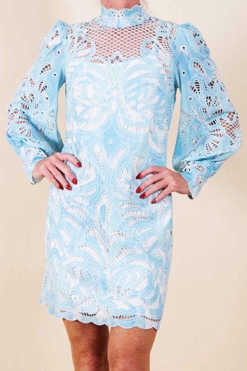 Karen Millen Blue and White Lace Dress