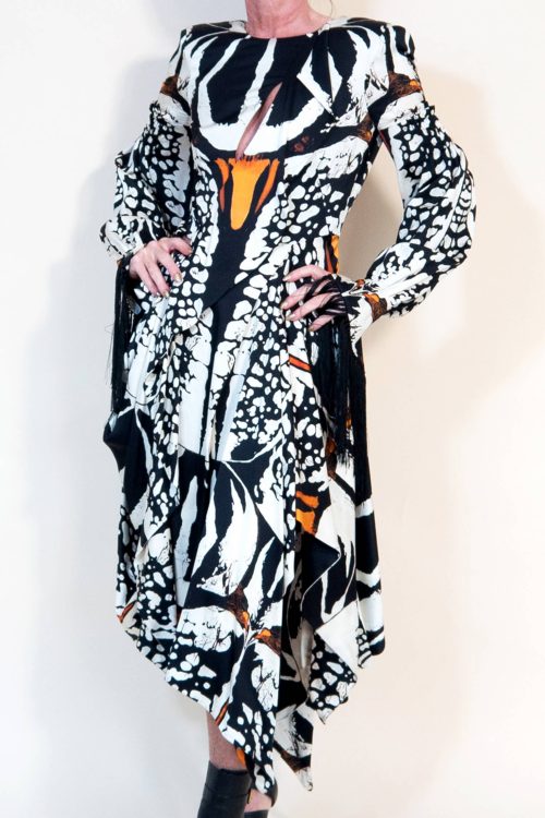 McQueen Beetle Loose Floaty Asymmetric Dress