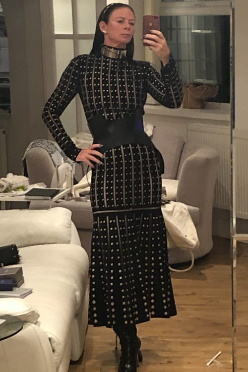 Alexander McQueen Black Stunning Studded Dress with Pleats